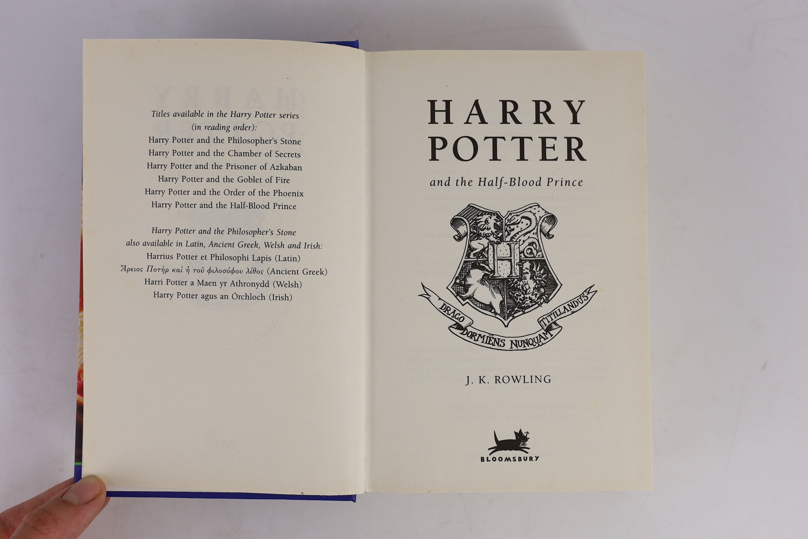 Rowling, J.K - Harry Potter and the Half-Blood Prince, 1st edition, with misprint on p.99, in unclipped d/j, Bloomsbury, London, 2005